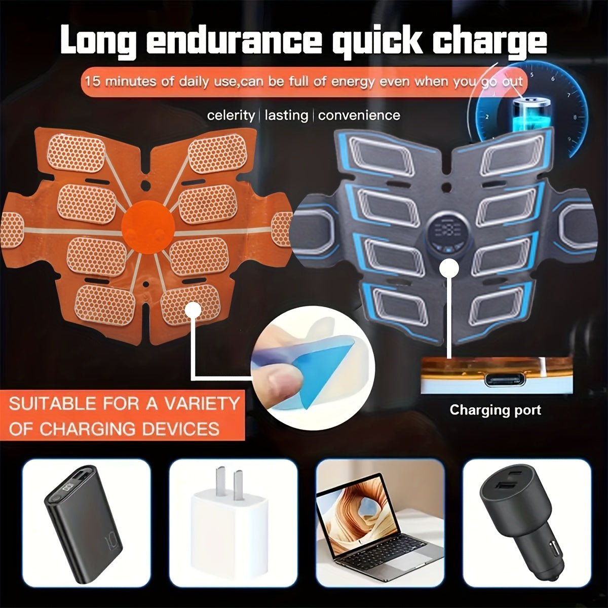 6 Mode Rechargeable EMS Massage Belt - Muscle Stimulator - Wize-Z