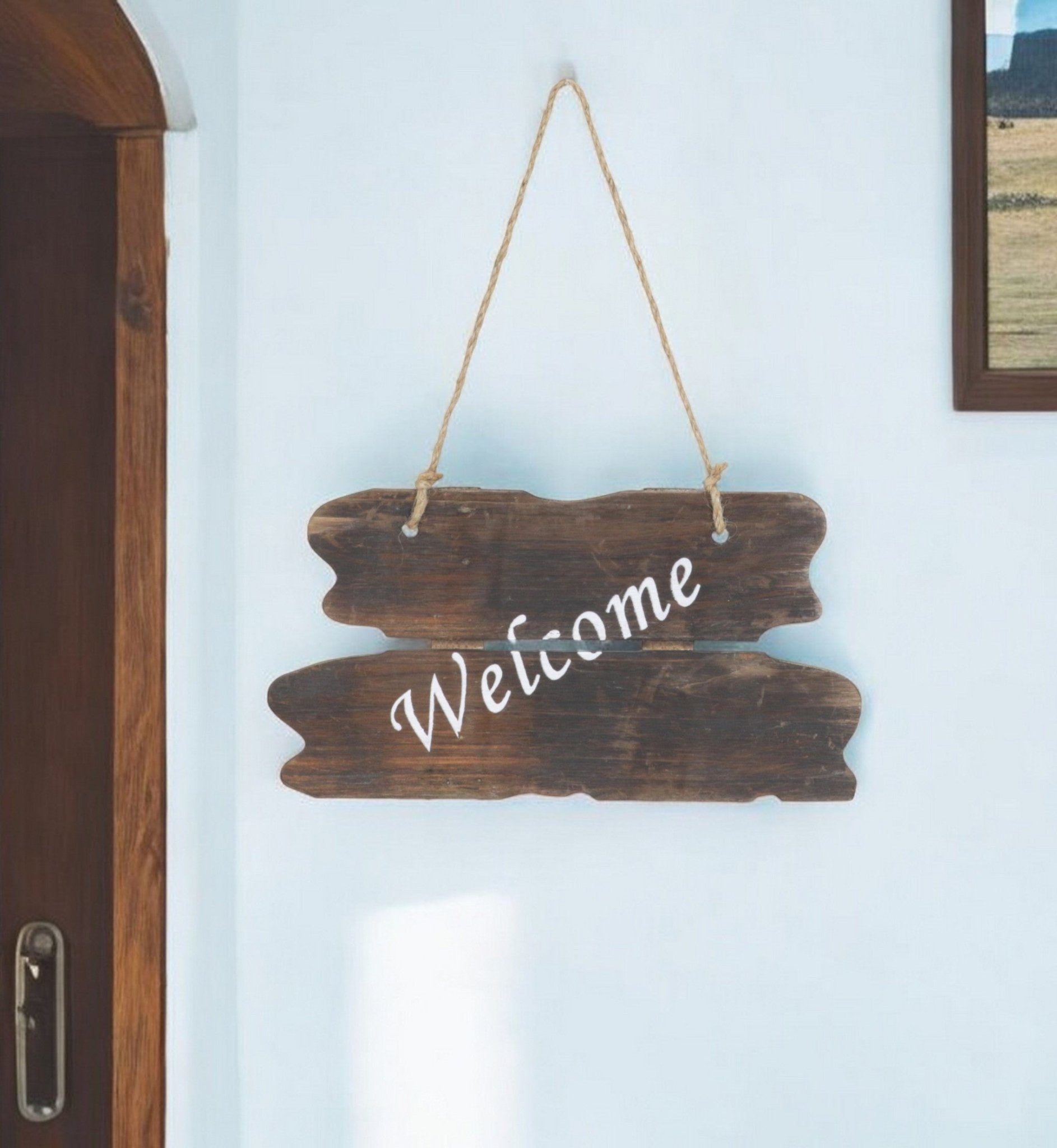 6" X 12" Brown Welcome Wood Wall Decor - Wize - Z