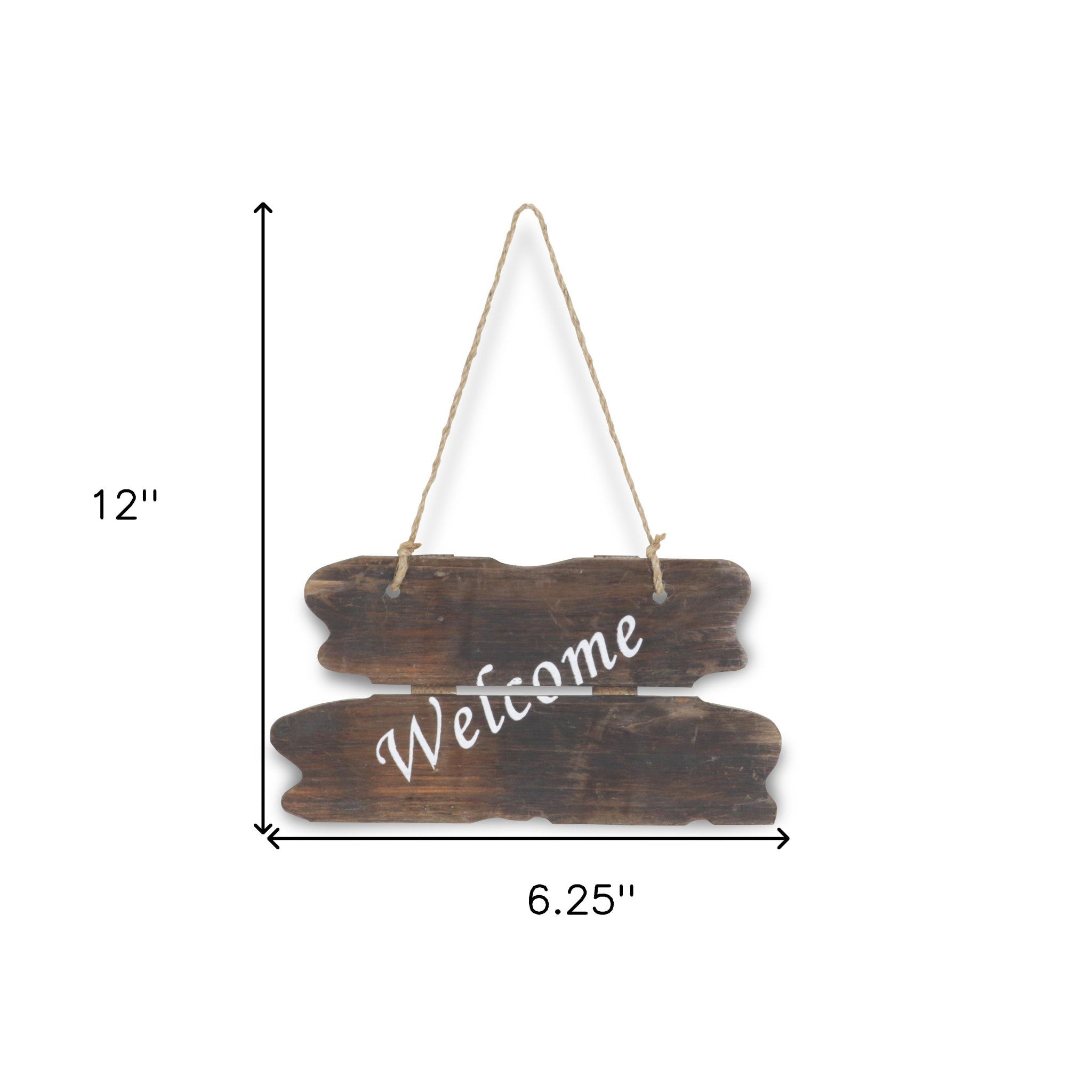 6" X 12" Brown Welcome Wood Wall Decor - Wize - Z