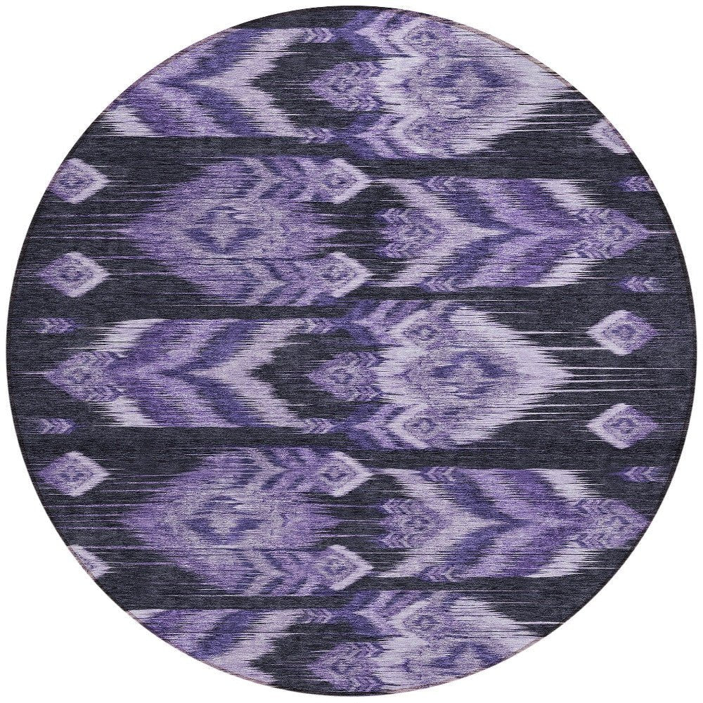 8' Purple Lavender And Plum Round Southwestern Washable Indoor Outdoor Area Rug - Wize - Z
