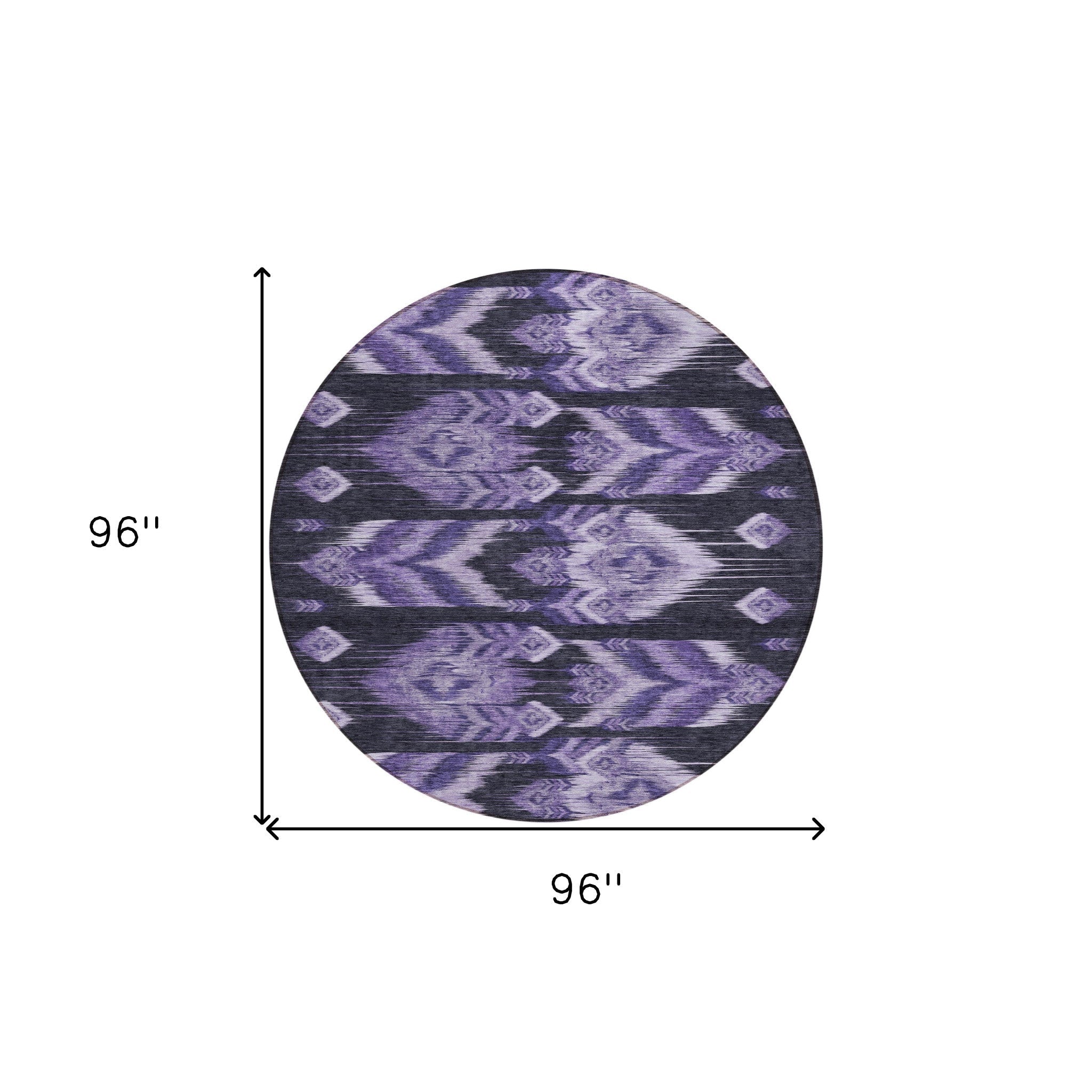 8' Purple Lavender And Plum Round Southwestern Washable Indoor Outdoor Area Rug - Wize - Z