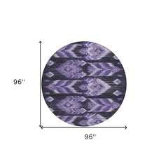 8' Purple Lavender And Plum Round Southwestern Washable Indoor Outdoor Area Rug - Wize - Z