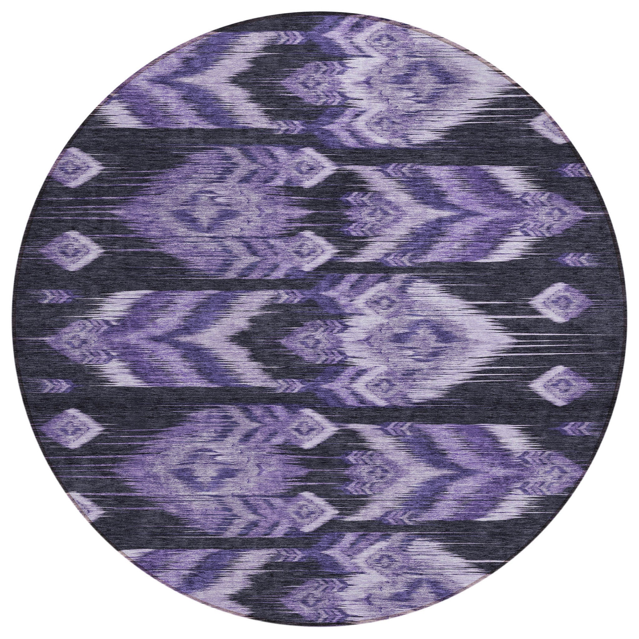 8' Purple Lavender And Plum Round Southwestern Washable Indoor Outdoor Area Rug - Wize - Z