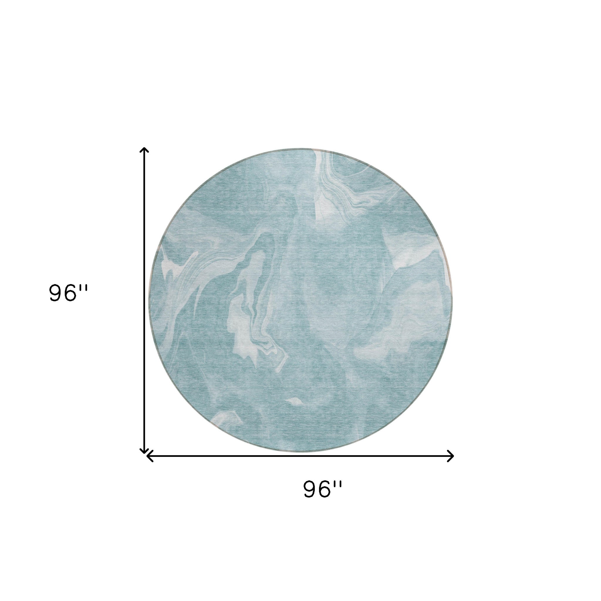 8' Teal Blue And Aqua Round Abstract Washable Indoor Outdoor Area Rug - Wize - Z