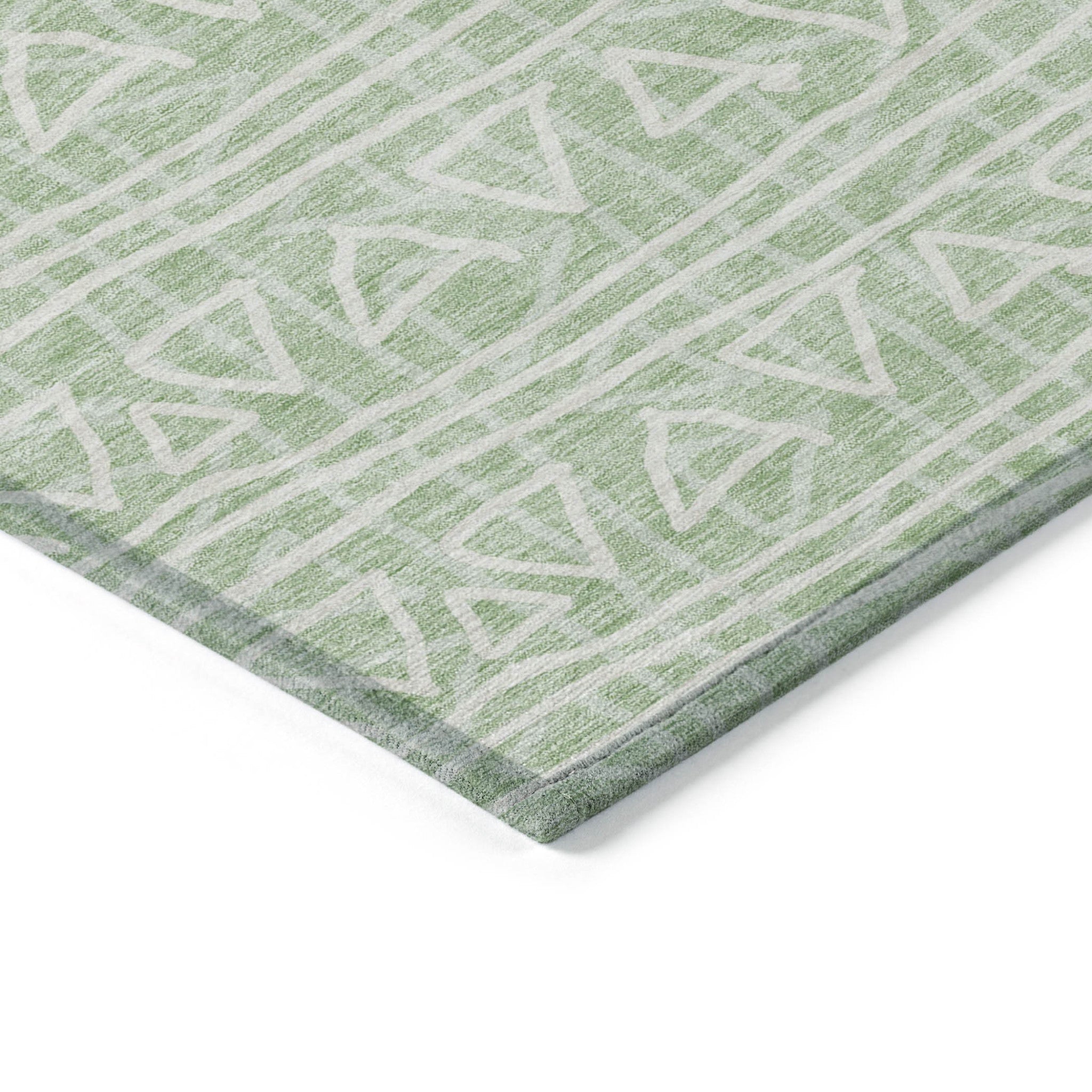 8' X 10' Mint Green Artichoke Green And Ivory Geometric Washable Indoor Outdoor Area Rug - Wize - Z