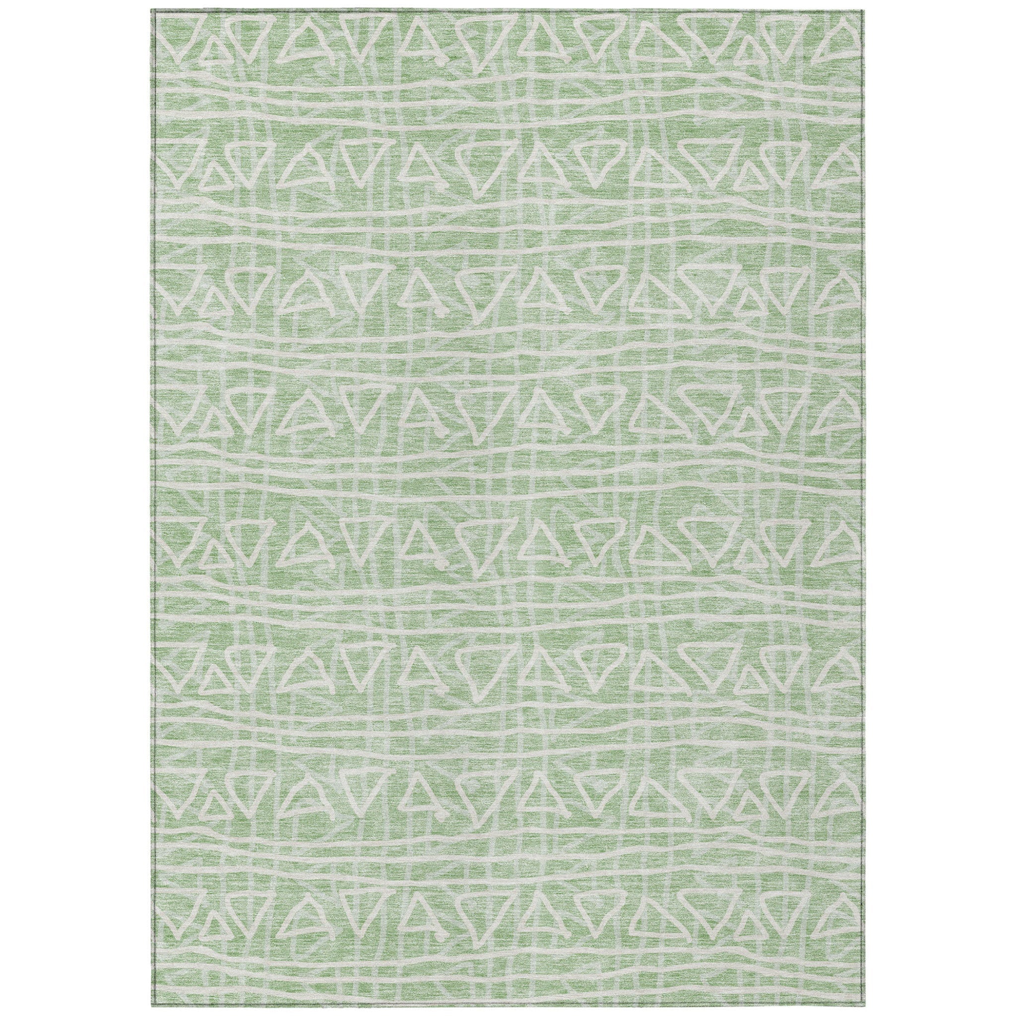 8' X 10' Mint Green Artichoke Green And Ivory Geometric Washable Indoor Outdoor Area Rug - Wize - Z