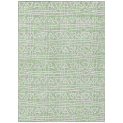 8' X 10' Mint Green Artichoke Green And Ivory Geometric Washable Indoor Outdoor Area Rug - Wize - Z