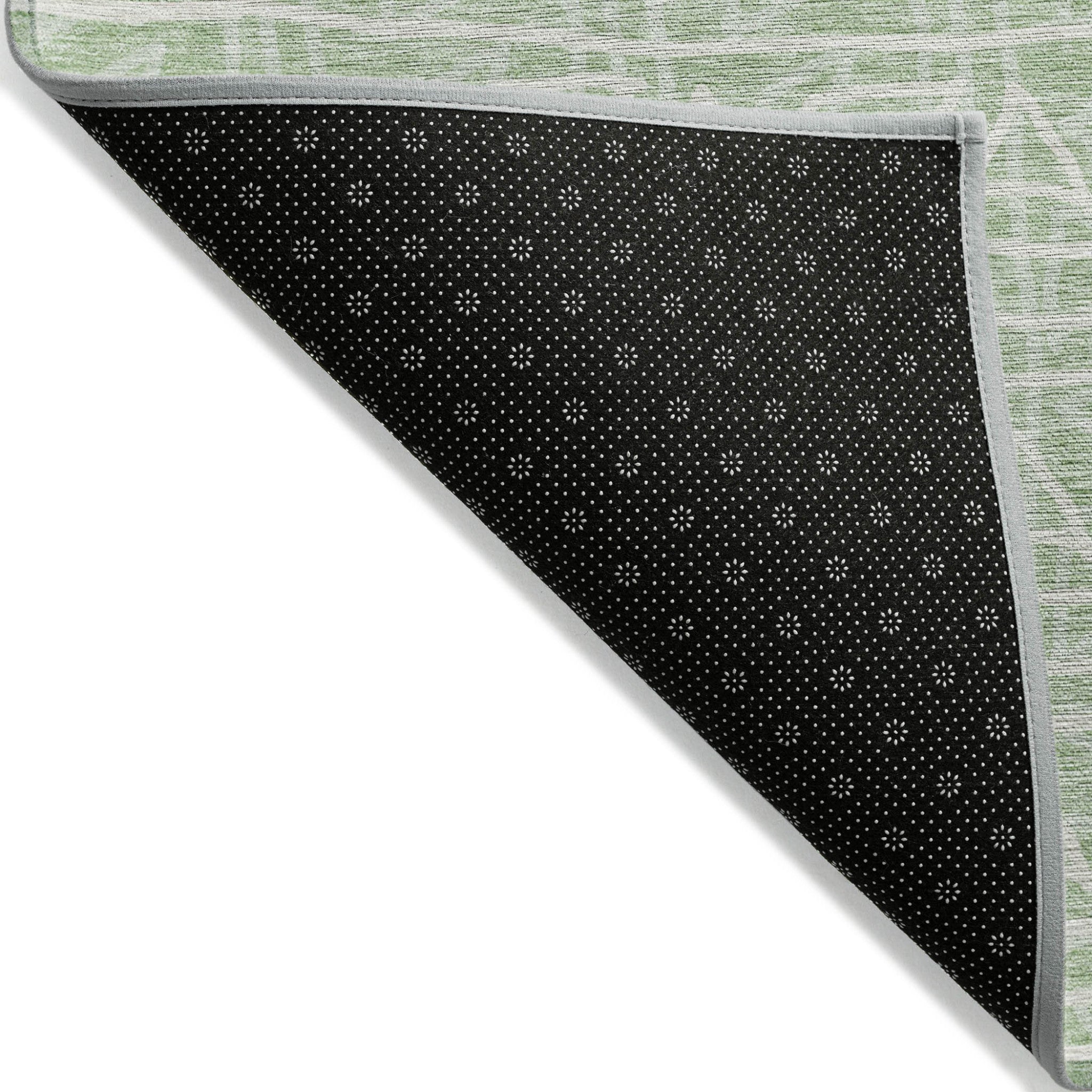 8' X 10' Mint Green Artichoke Green And Ivory Geometric Washable Indoor Outdoor Area Rug - Wize - Z