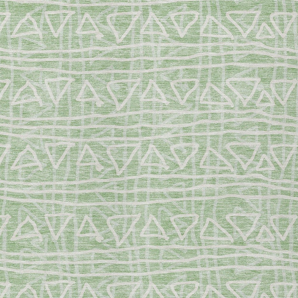 8' X 10' Mint Green Artichoke Green And Ivory Geometric Washable Indoor Outdoor Area Rug - Wize - Z