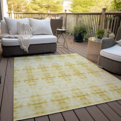 8' X 10' Wheat And Gold Geometric Washable Indoor Outdoor Area Rug - Wize - Z