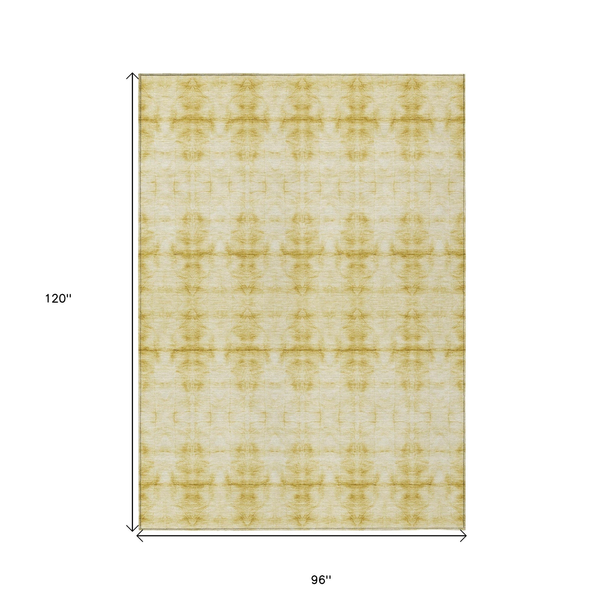 8' X 10' Wheat And Gold Geometric Washable Indoor Outdoor Area Rug - Wize - Z