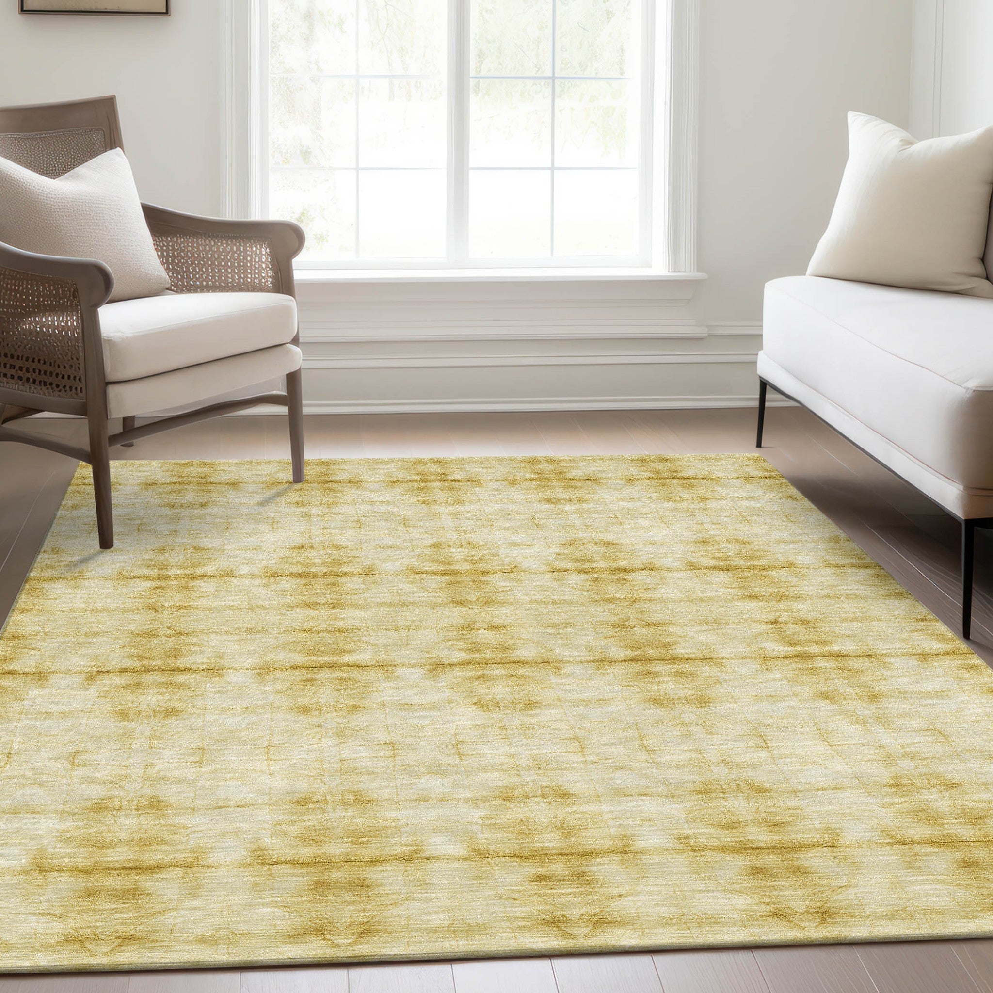 8' X 10' Wheat And Gold Geometric Washable Indoor Outdoor Area Rug - Wize - Z