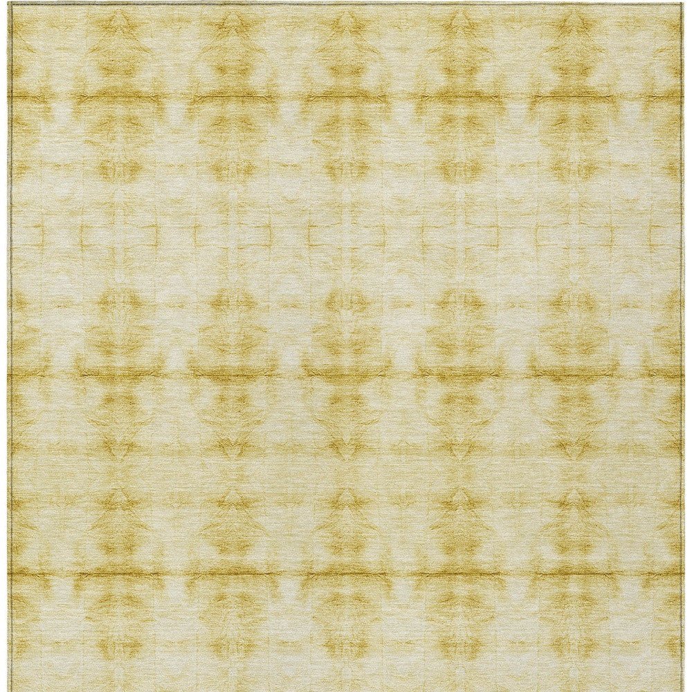 8' X 10' Wheat And Gold Geometric Washable Indoor Outdoor Area Rug - Wize - Z
