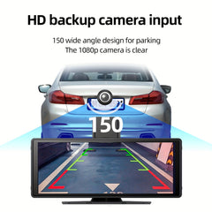 10.26" IPS HD Touchscreen Car Stereo with Wireless Apple CarPlay & Android Auto, 2.5K Front Dash Cam, Wireless, Voice Control, Backup Camera & Surround Sound – Fit for All Cars, Wireless Carplay Adapter, Vehicle Audio Upgra