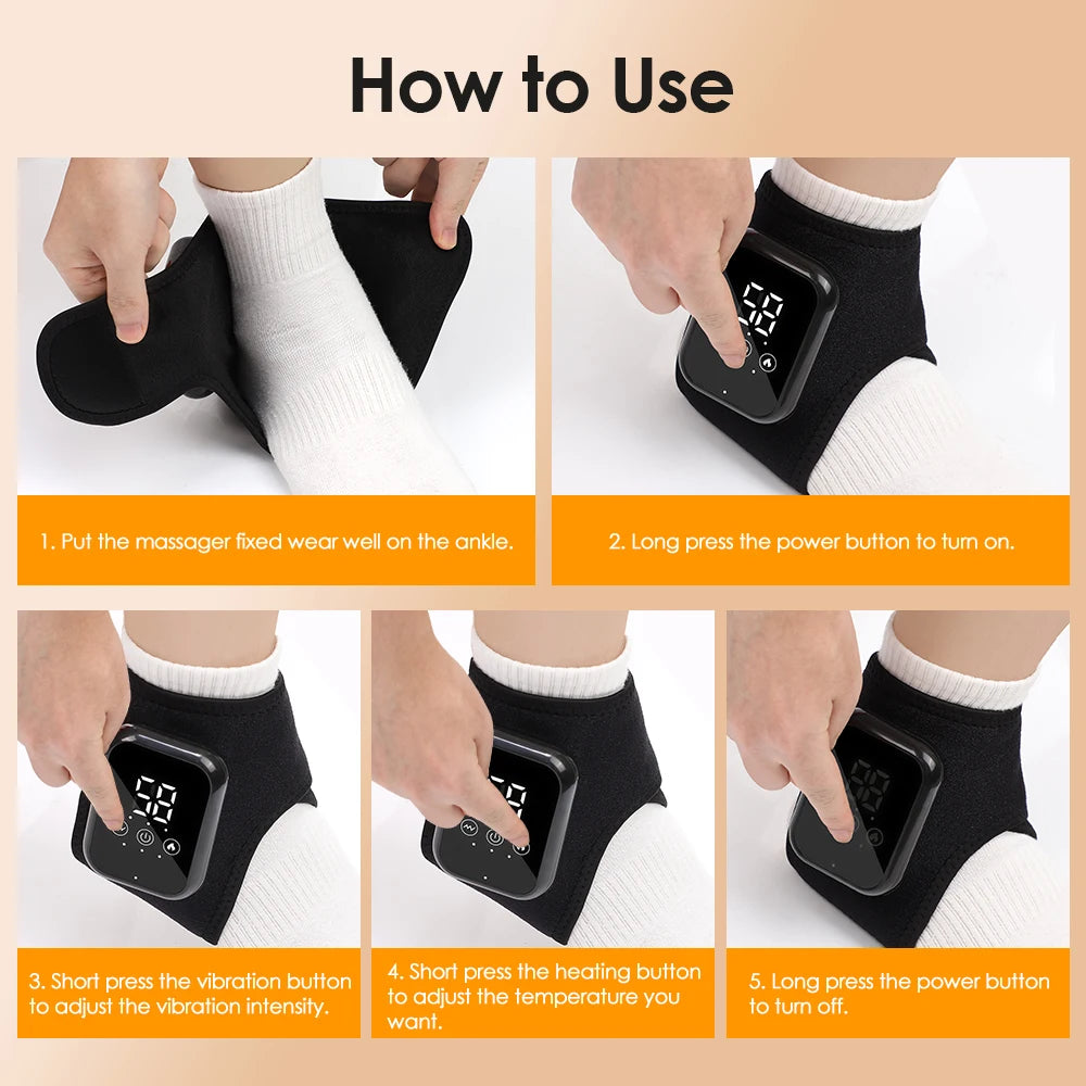 Electric Heat And Vibration Ankle Massager Infrared Hot Compress