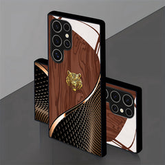 Business Style Tiger Head Pattern Design Tempered Glass Mobile Phone Case