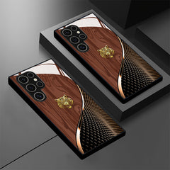 Business Style Tiger Head Pattern Design Tempered Glass Mobile Phone Case