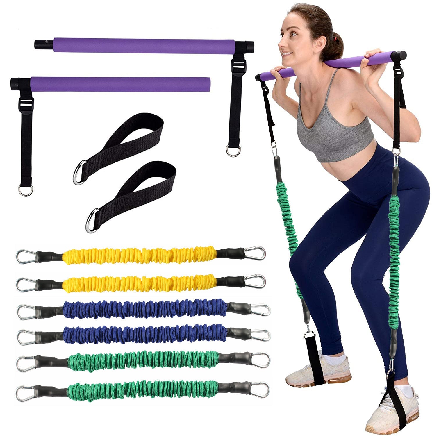 Adjustable Pilates Resistance Stick Sporting Goods - Wize - Z
