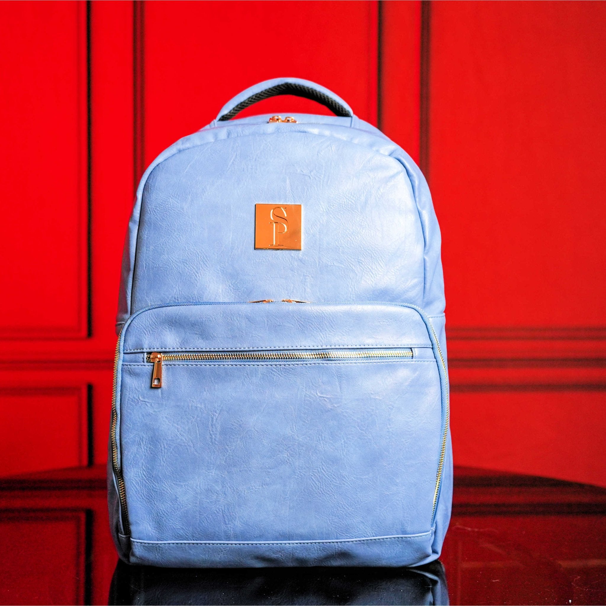 Baby Blue Leather Commuter Bag - Wize - Z