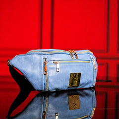 Baby Blue Leather Sling Bag - Wize - Z