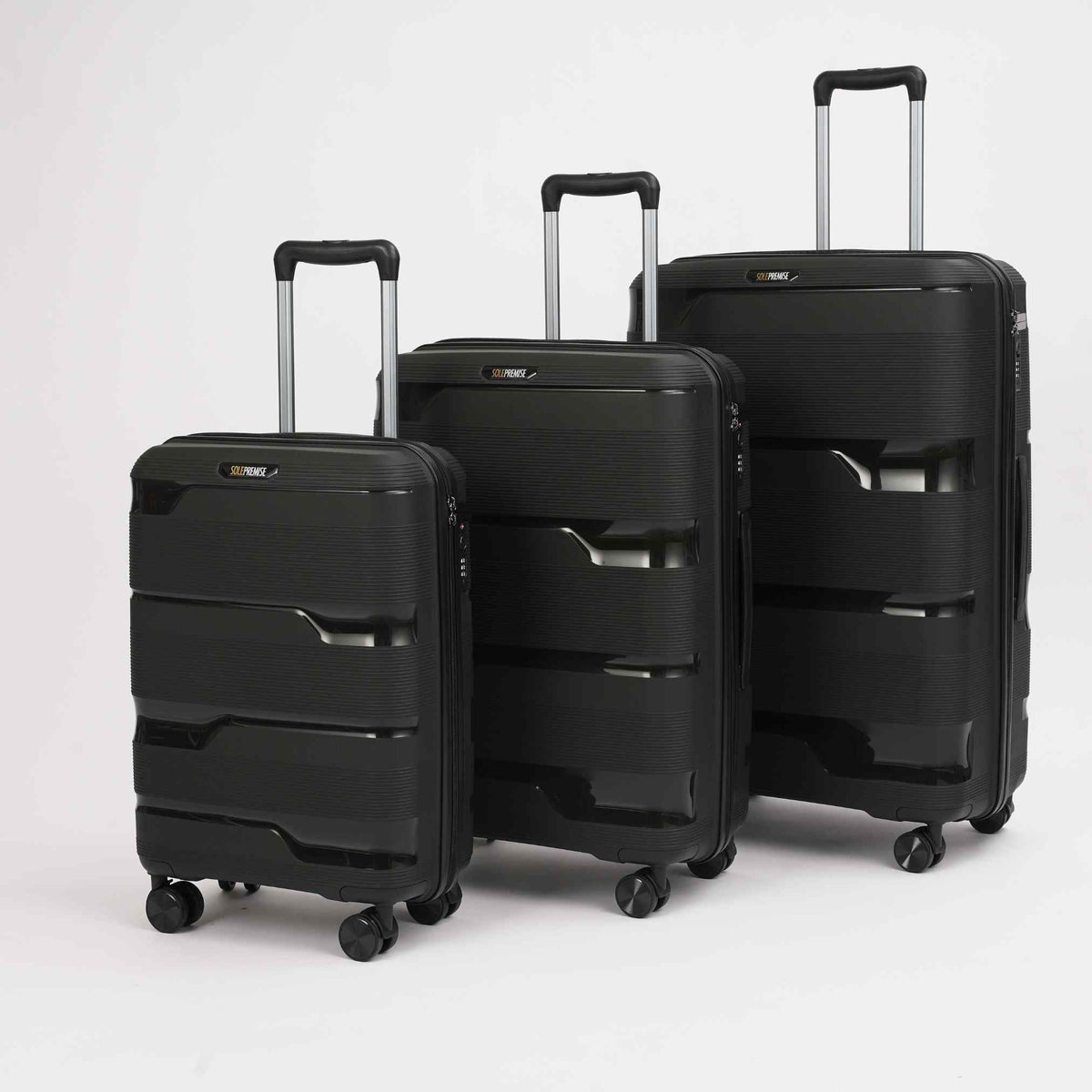 Black Hardcase Roller Luggage Set (28', 24' and 20') - Wize - Z