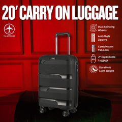 Black Hardcase Roller Luggage Set (28', 24' and 20') - Wize - Z