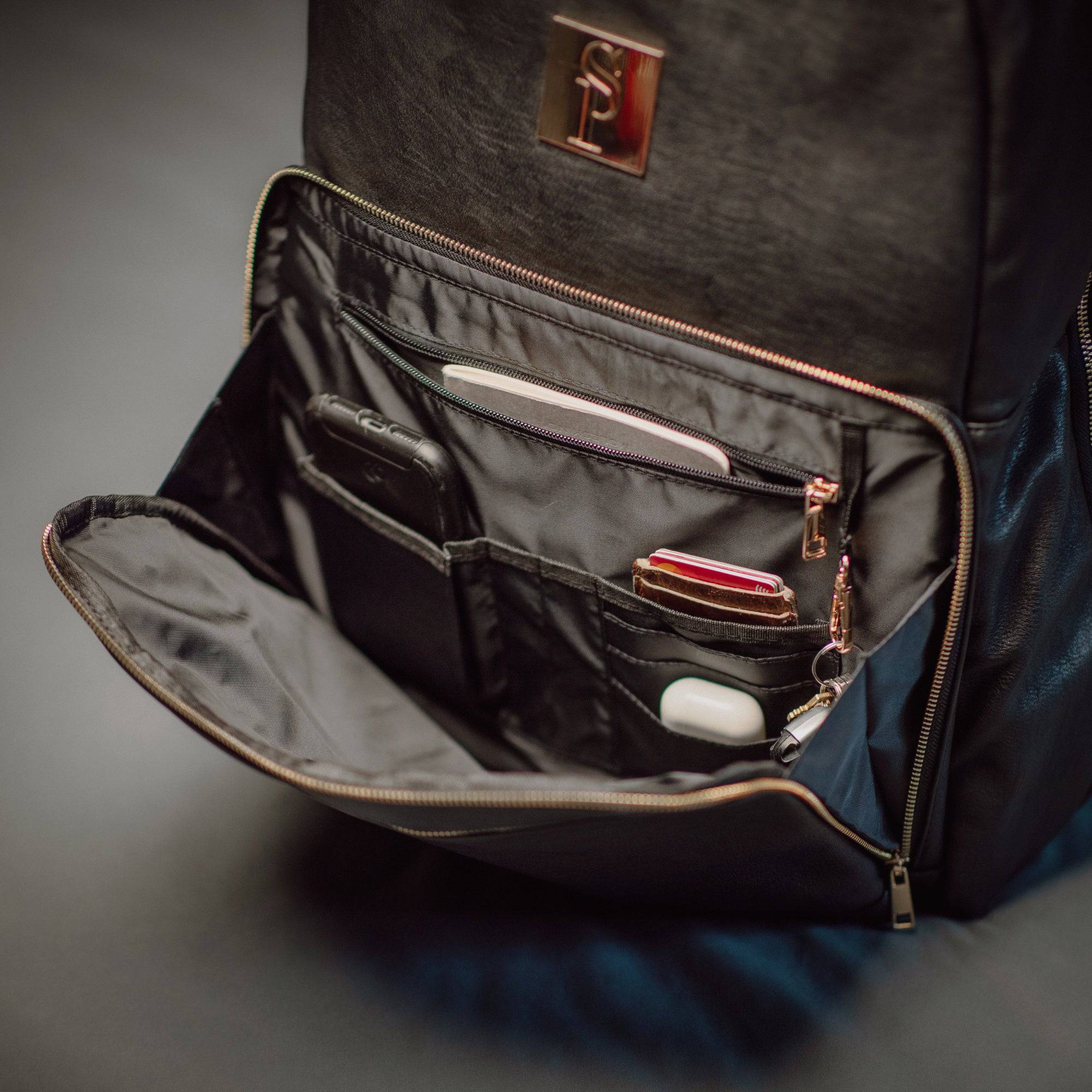 Black Leather Daily Commuter Bag XL - Wize - Z