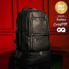 Black Leather Patented Carry On Backpack (Only 300 Made) - Wize - Z