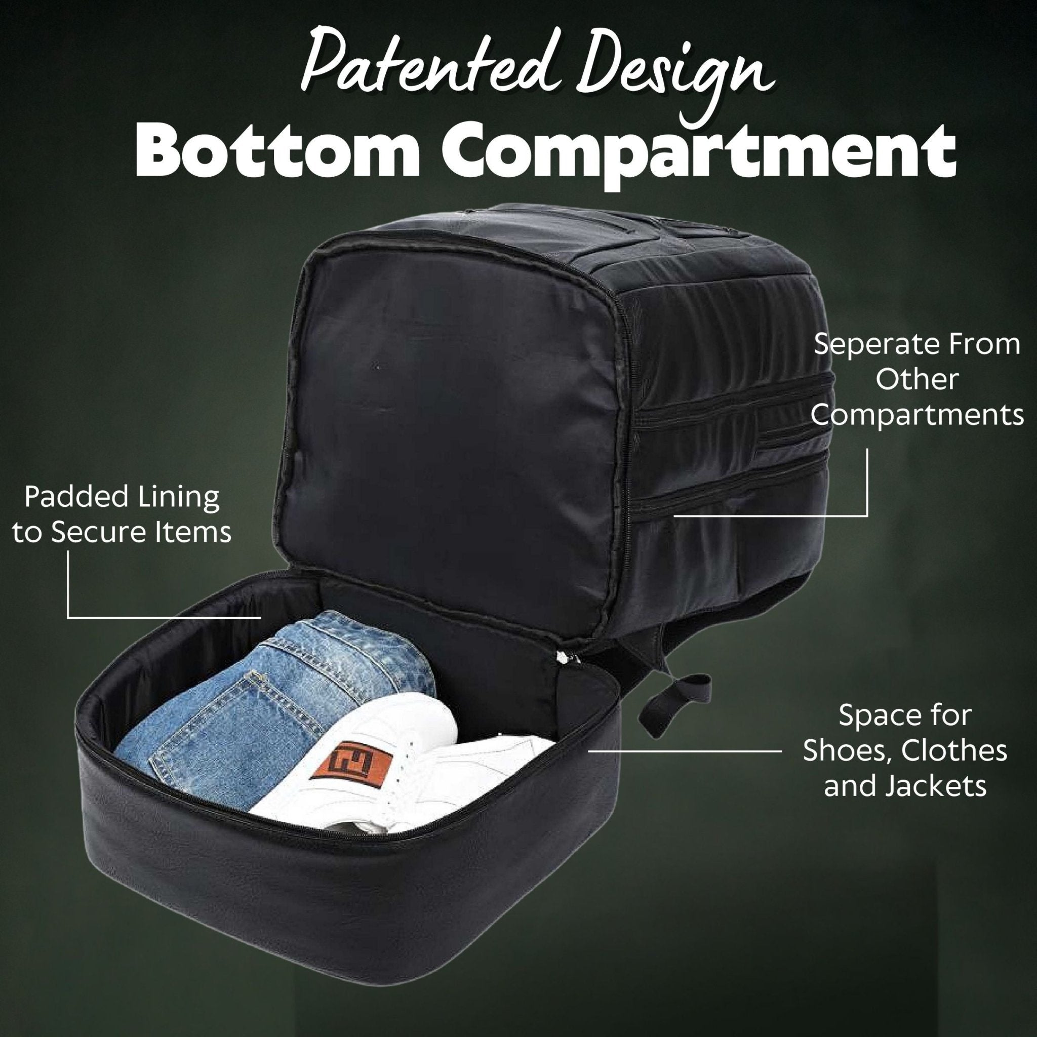 Black Leather Patented Carry On Backpack (Only 300 Made) - Wize - Z