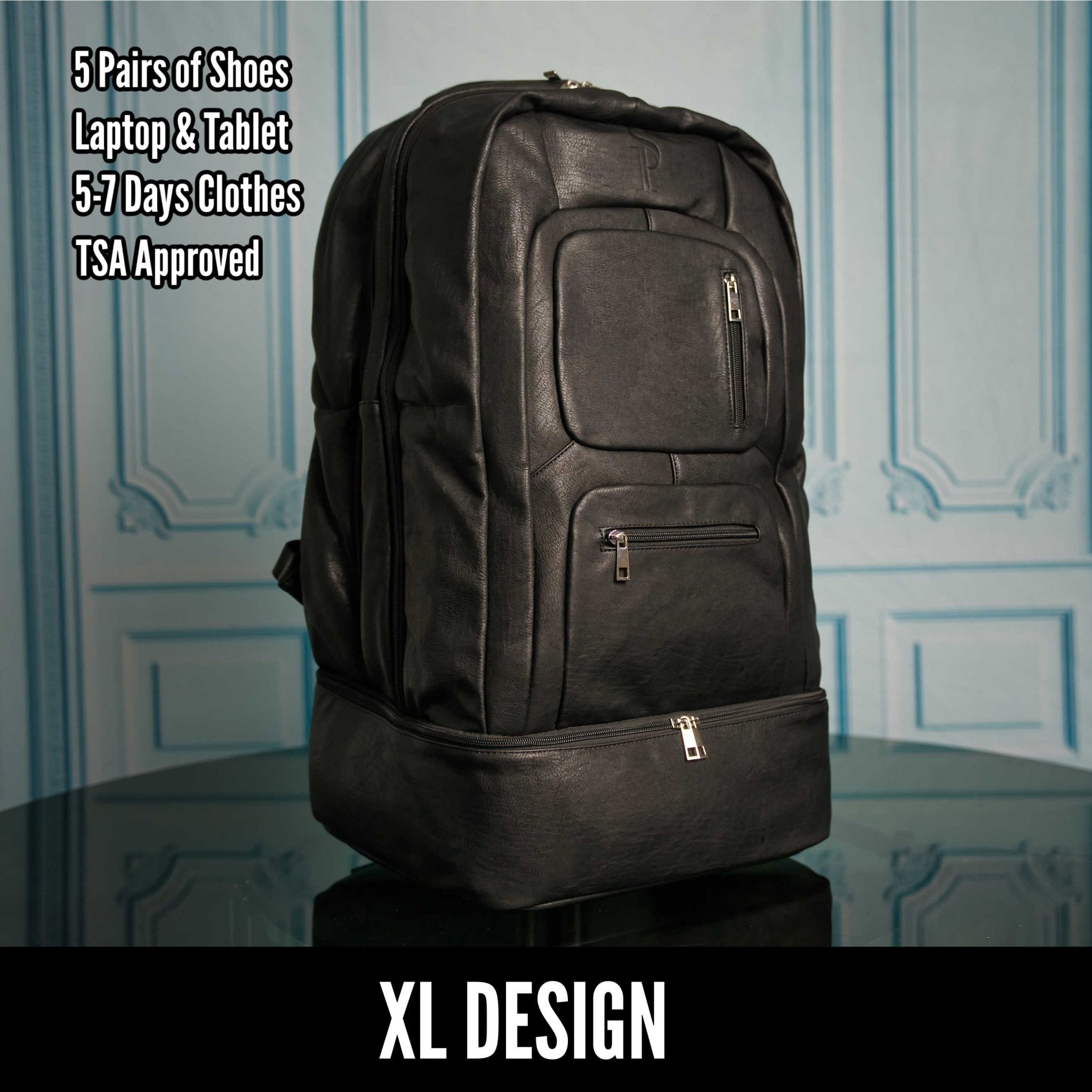 Black Leather Patented Carry - on Bag (XL Design) (Only 300 Made) - Wize - Z