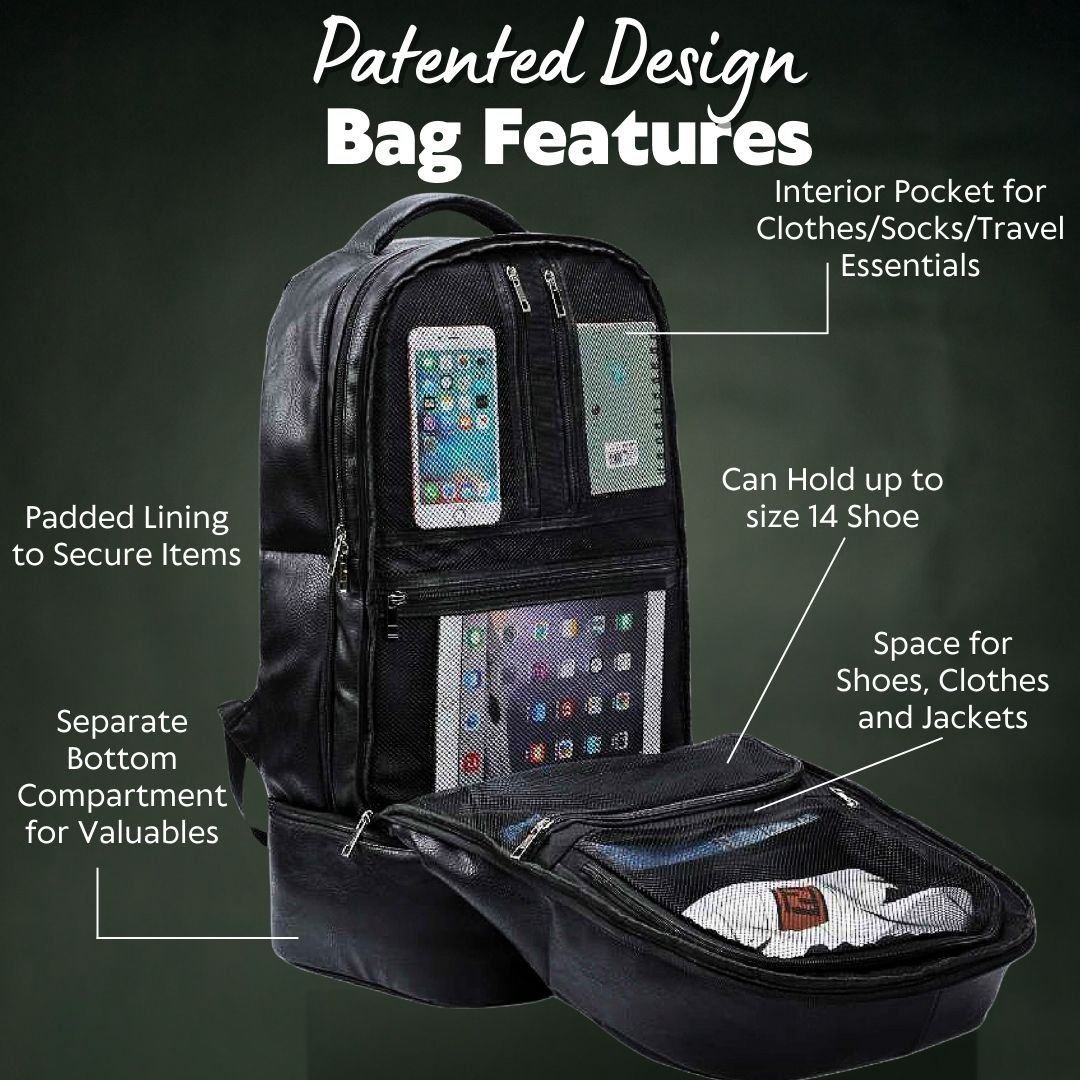 Black Leather Patented Carry - on Bag (XL Design) (Only 300 Made) - Wize - Z