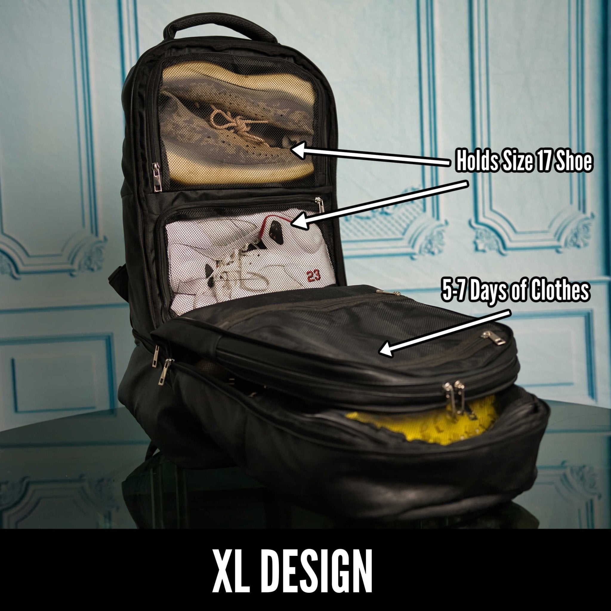 Black Leather Patented Carry - on Bag (XL Design) (Only 300 Made) - Wize - Z