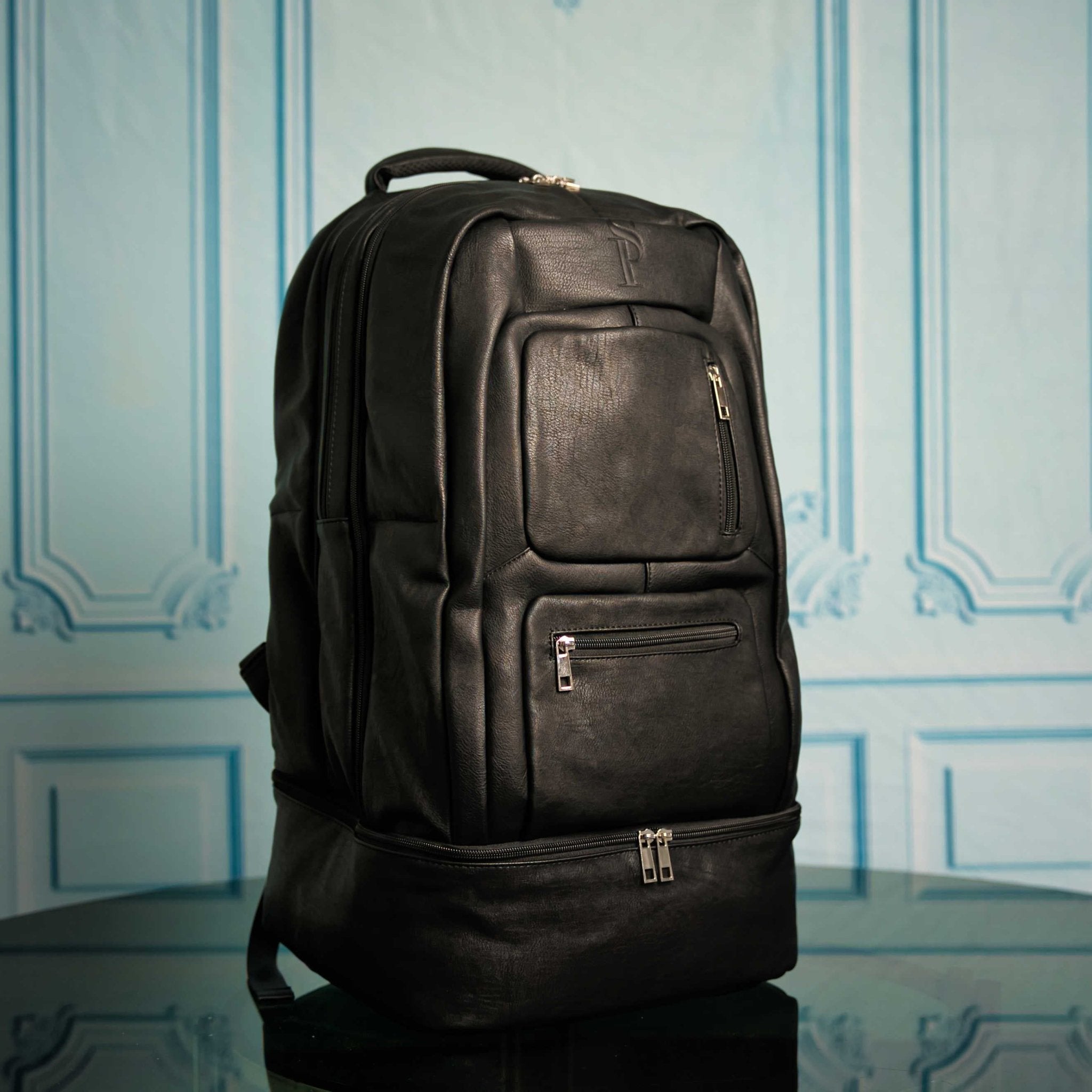 Black Leather Signature Bag Set (Signature Backpack and Duffle Bag) - Wize - Z