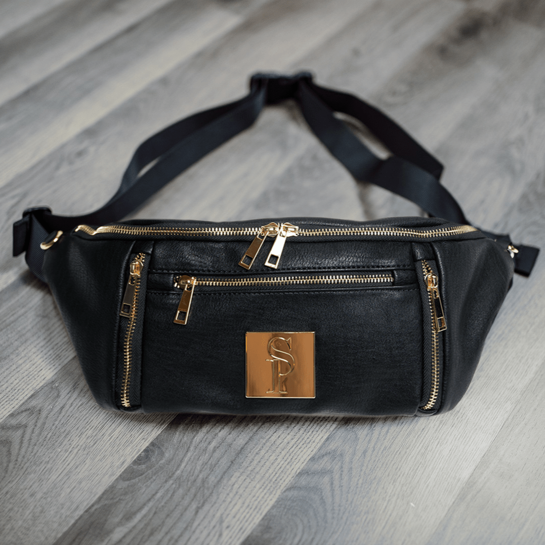 Black Leather Sling Bag - Wize - Z