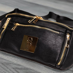 Black Leather Sling Bag - Wize - Z