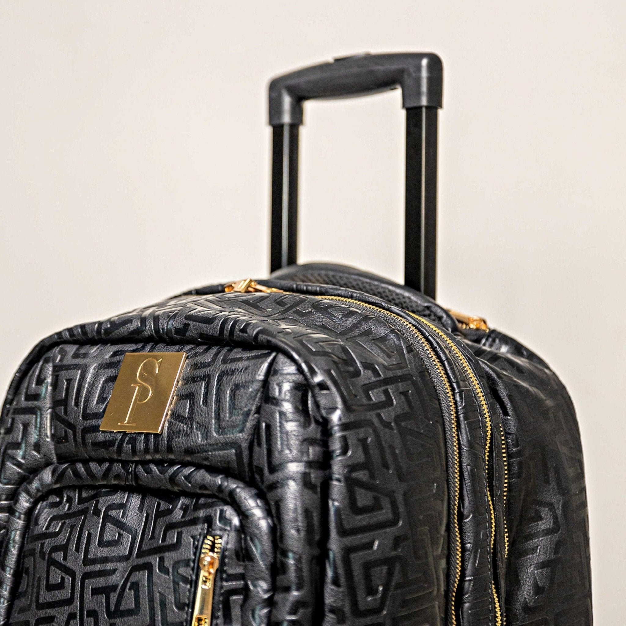 Black Monogram Leather Carry - On Roller Bag (Only 150 Made) - Wize - Z