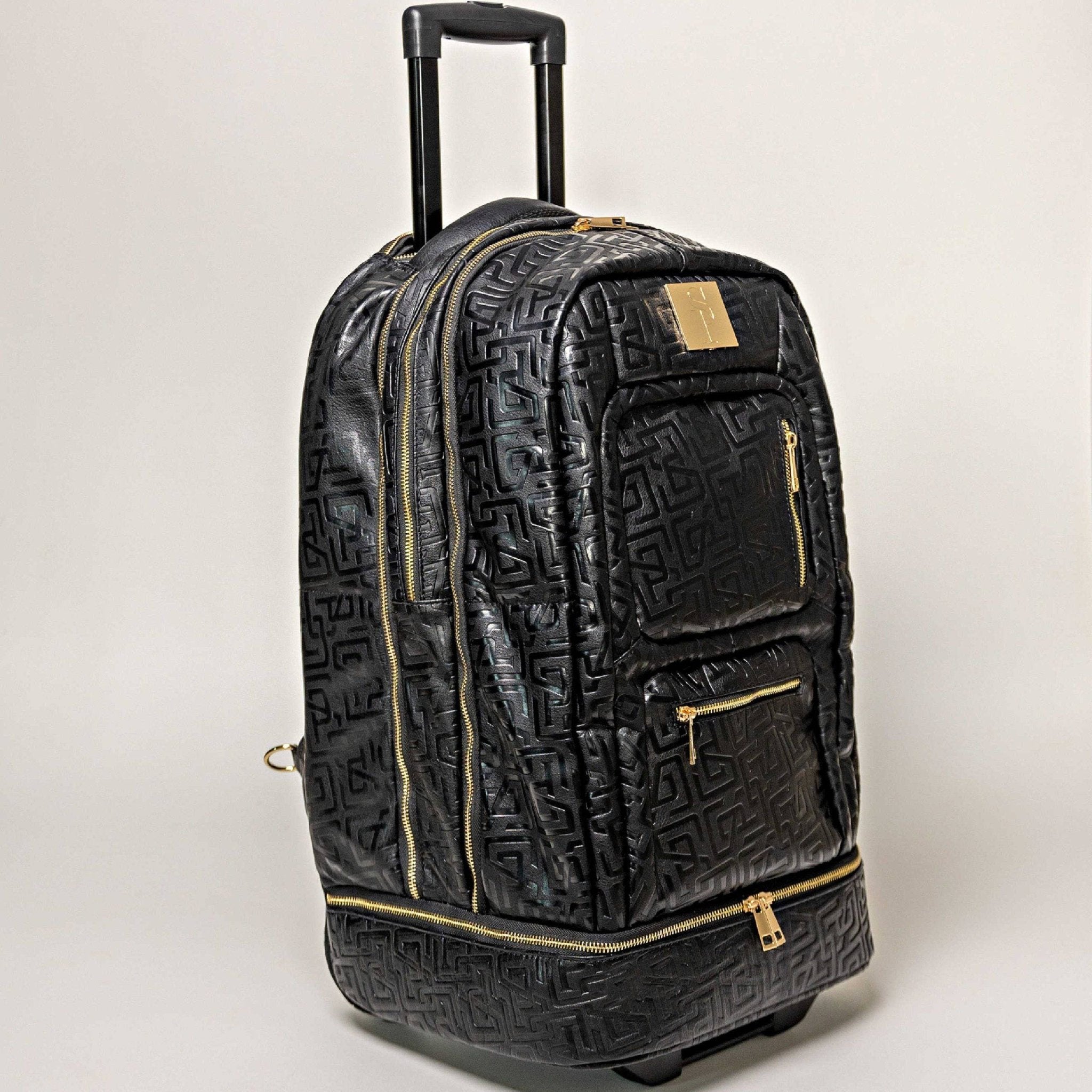 Black Monogram Leather Carry - On Roller Bag (Only 150 Made) - Wize - Z