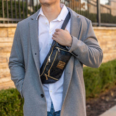 Black Monogram Leather Crossbody Bag - Wize - Z