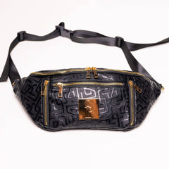 Black Monogram Leather Crossbody Bag - Wize - Z