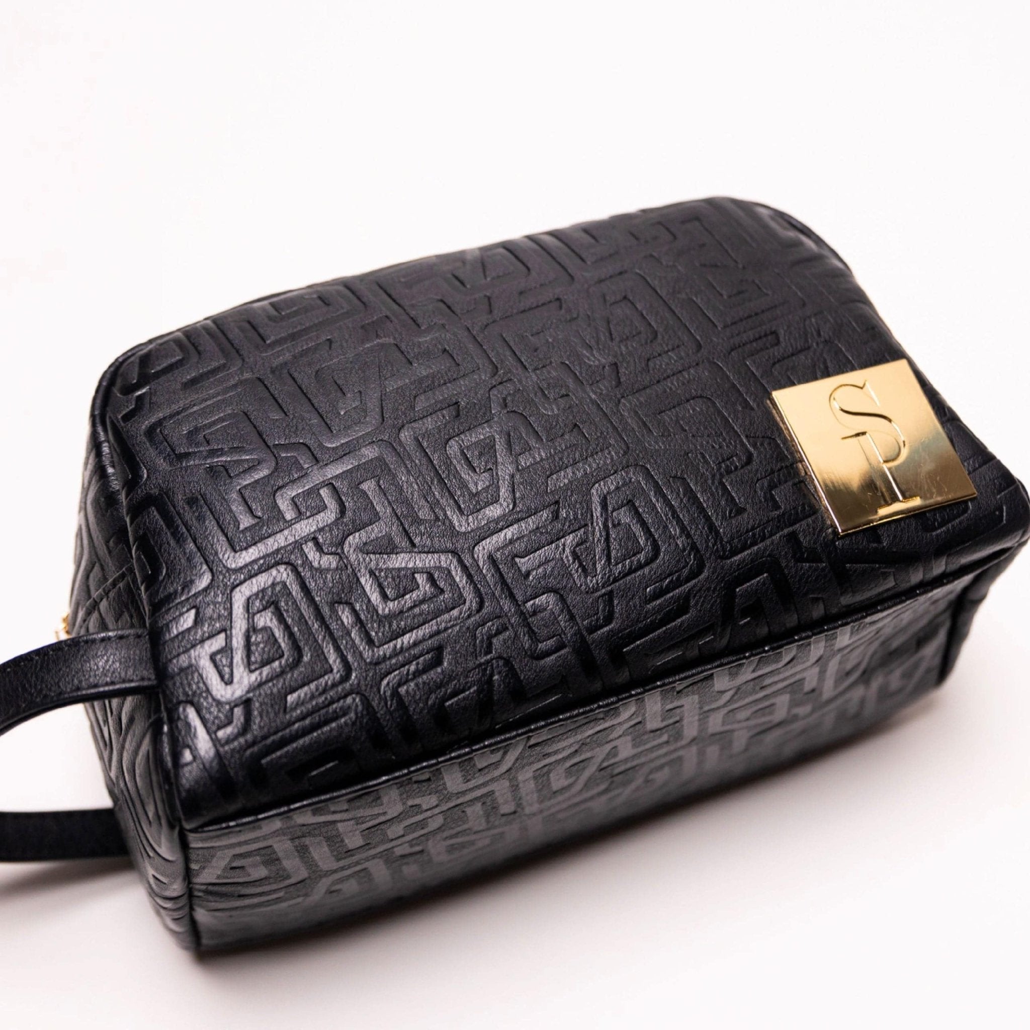 Black Monogram Leather Toiletry Bag - Wize - Z