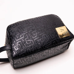 Black Monogram Leather Toiletry Bag - Wize - Z
