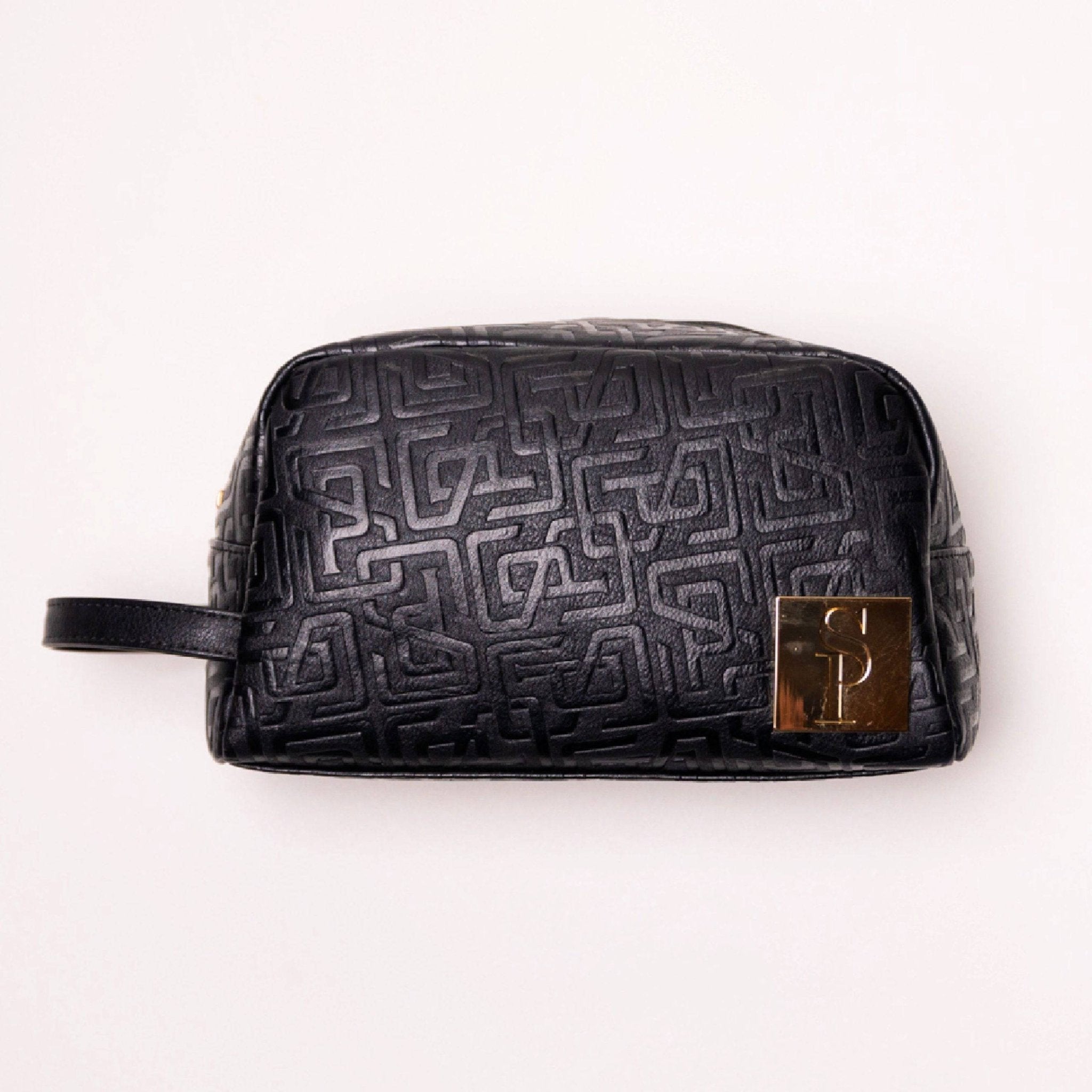 Black Monogram Leather Toiletry Bag - Wize - Z