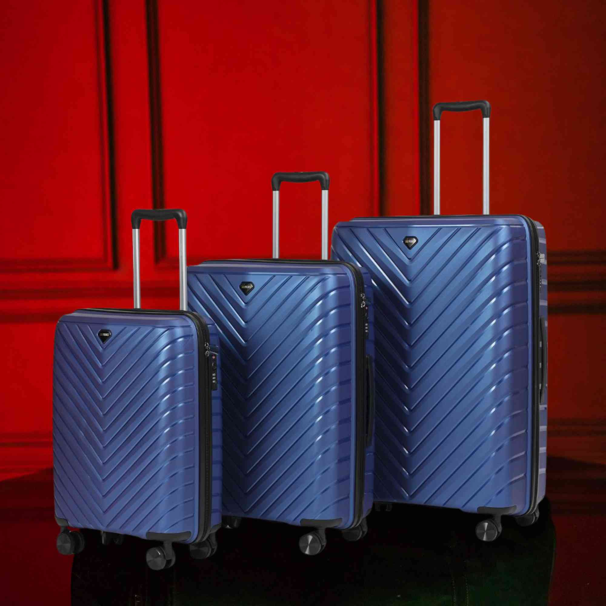 Blue Hardcase Roller Luggage Set (28', 24' and 20') - Wize - Z