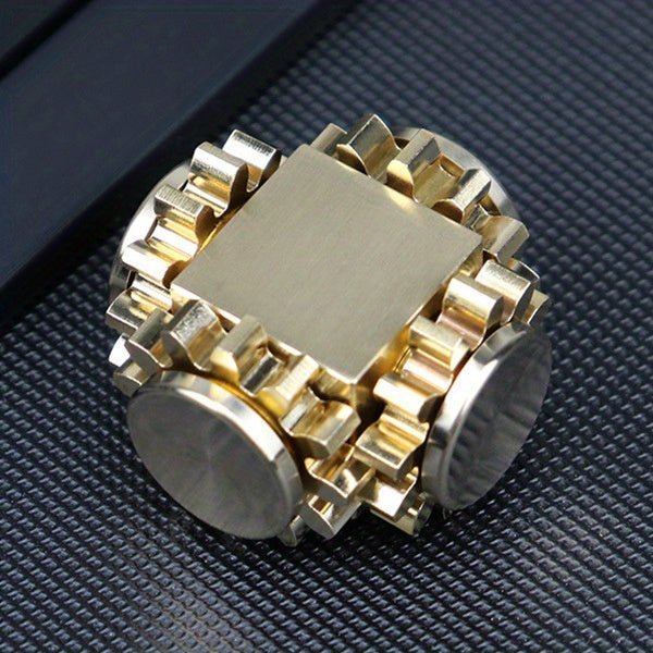 Brass Cube Gear Rotator - Mechanical Spinning Top with Interlocking Gears, Antique Bronze Finish, Smooth Spinning Motion, Durable Brass Construction for Display or Functional Use, Unique Mechanical for Collectors & Home/Offic - Wize - Z
