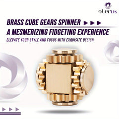 Brass Cube Gear Rotator - Mechanical Spinning Top with Interlocking Gears, Antique Bronze Finish, Smooth Spinning Motion, Durable Brass Construction for Display or Functional Use, Unique Mechanical for Collectors & Home/Offic - Wize - Z