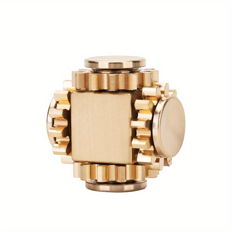 Brass Cube Gear Rotator - Mechanical Spinning Top with Interlocking Gears, Antique Bronze Finish, Smooth Spinning Motion, Durable Brass Construction for Display or Functional Use, Unique Mechanical for Collectors & Home/Offic - Wize - Z