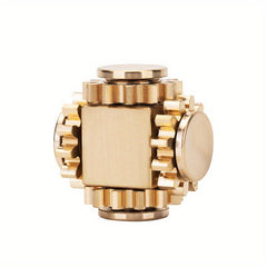 Brass Cube Gear Rotator - Mechanical Spinning Top with Interlocking Gears, Antique Bronze Finish, Smooth Spinning Motion, Durable Brass Construction for Display or Functional Use, Unique Mechanical for Collectors & Home/Offic - Wize - Z