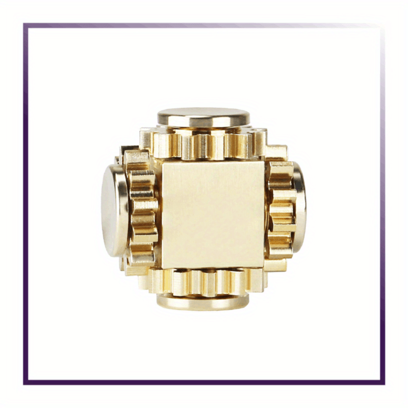 Brass Cube Gear Rotator - Mechanical Spinning Top with Interlocking Gears, Antique Bronze Finish, Smooth Spinning Motion, Durable Brass Construction for Display or Functional Use, Unique Mechanical for Collectors & Home/Offic - Wize - Z