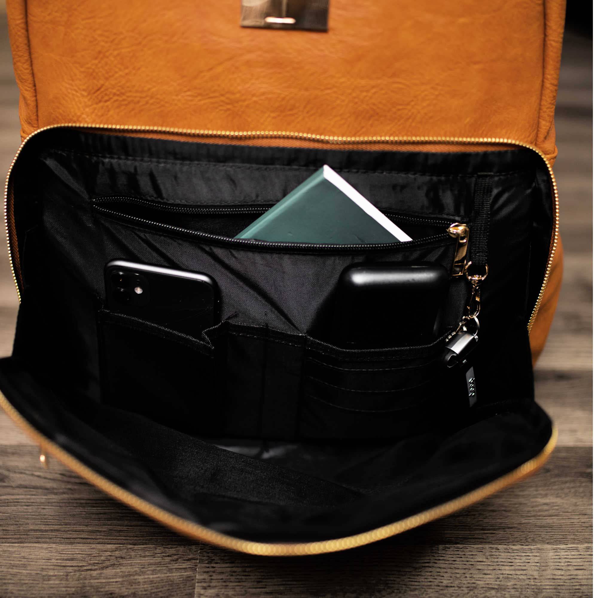 Brown Leather Commuter Bag - Wize - Z