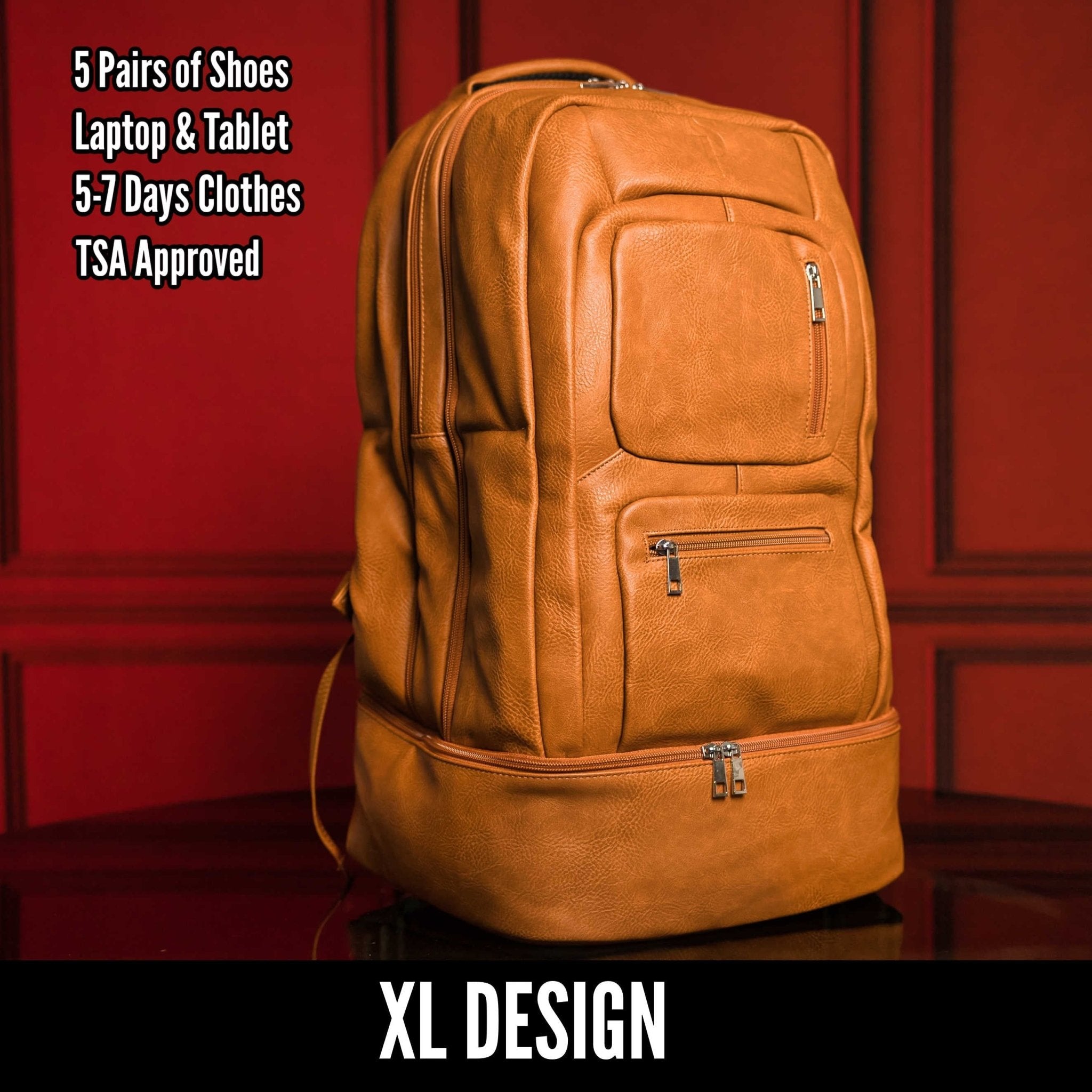 Brown Leather Patented Carry - on Bag (XL Design) (Only 300 Made) - Wize - Z